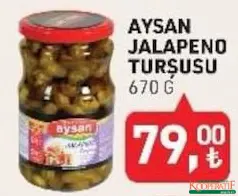 AYSAN JALAPENO TURŞUSU 670 G fiyat ve kampanya bilgisi